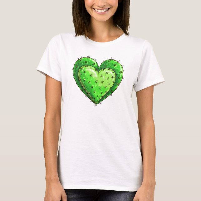 T-shirt Cute Funny Cactus Coeur Saint Valentin (Devant)