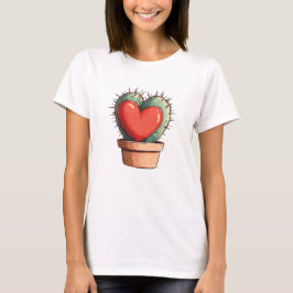T-shirt Cute Funny Cactus Coeur Saint Valentin