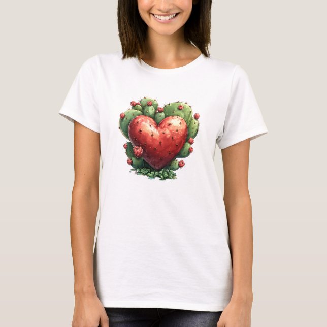 T-shirt Cute Funny Cactus Coeur Saint Valentin (Devant)