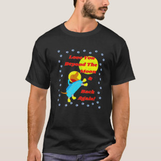 T-SHIRT CUTE FUNNY DACHSHUND LOVE YOU BEYOND THE MOON FRIE