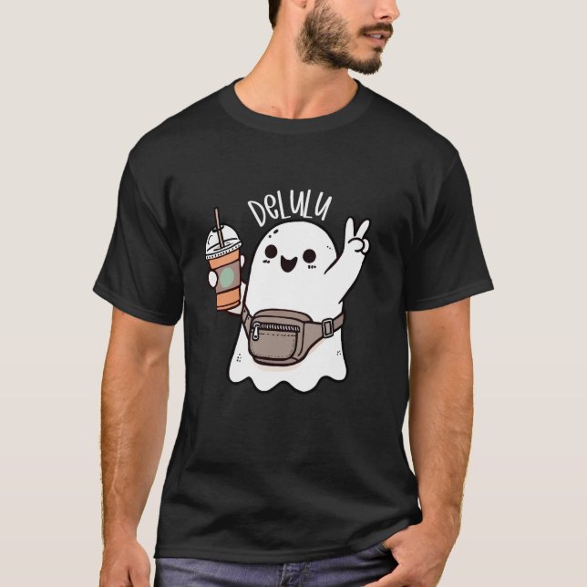 T-shirt Cute Funny Delulu Ghost Boujee Café Coupe H Éffray (Devant)