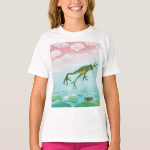 T-shirt Cute Funny Frog Sauts Dans L'Étang