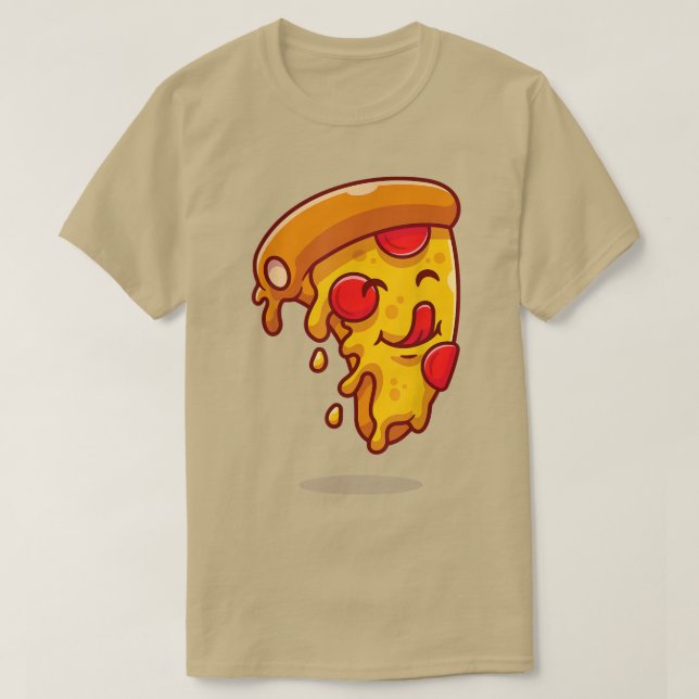 T-shirt Cute Funny Kawaii Pepperoni Pizza Slice Anime Mang (Design devant)