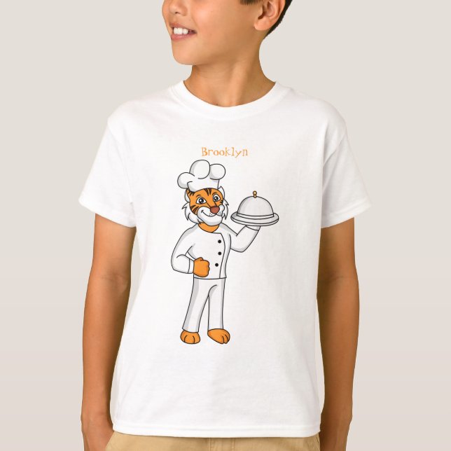 T-shirt Cute funny tiger chef cartoon illustration (Devant)