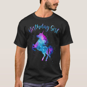 T-shirt Cute Galay Unicorn Anniversaire Fille Étoiles Rose