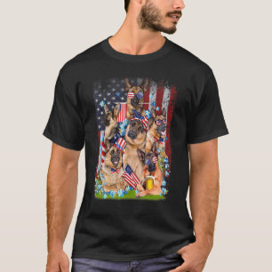 T-shirt Cute German Shepherd Squad Drapeau Américain 4 Ju