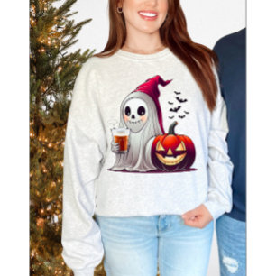 T-shirt Cute Ghost Boire Café de glace Halloween Citrouill