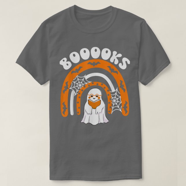 T-shirt Cute Ghost Book Rainbow Reading Top Teacher Booook (Design devant)