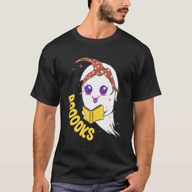 T-shirt Cute Ghost Book Reading For Teacher Booooks Hallow (Devant)
