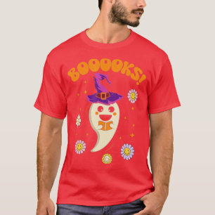T-shirt Cute Ghost Booooks Reading Library Books Halloween