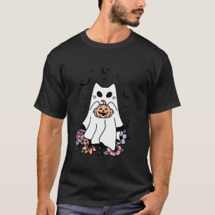 T-shirt Cute Ghost Chat Citrouille Halloween Costume Homme