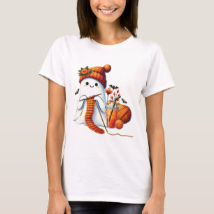 T-shirt Cute Ghost Crochet Tricot Amateurs Halloween Café