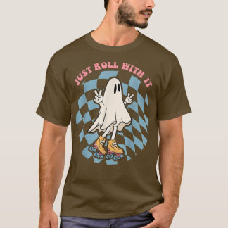 T-shirt Cute Ghost équitation sur Roller Skates Drôle Hall
