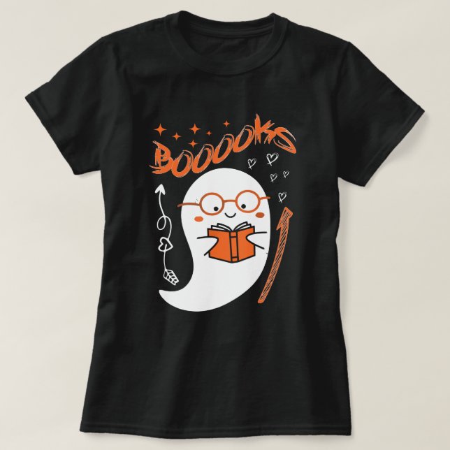 T-shirt Cute Ghost Lecture : Halloween Conception de l'ens (Design devant)