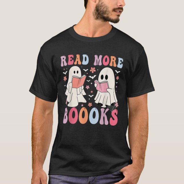 T-shirt Cute Ghosts Livres Lire Plus Livres Drôle Enseigna (Devant)