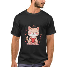 Cute Ginger Cat Hugging Red Heart Love Art ✨🐾❤️