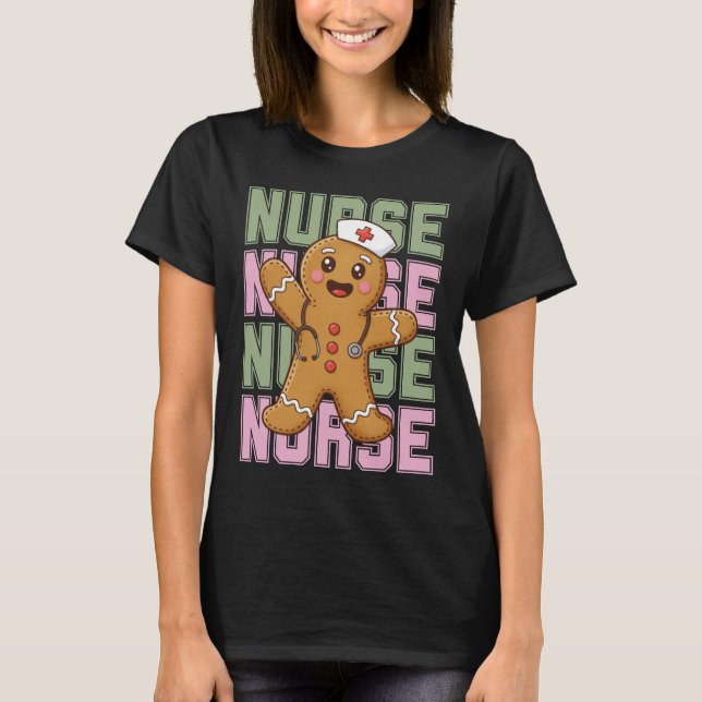T-shirt Cute Gingerbread Nurse Christmas Shirt (Devant)