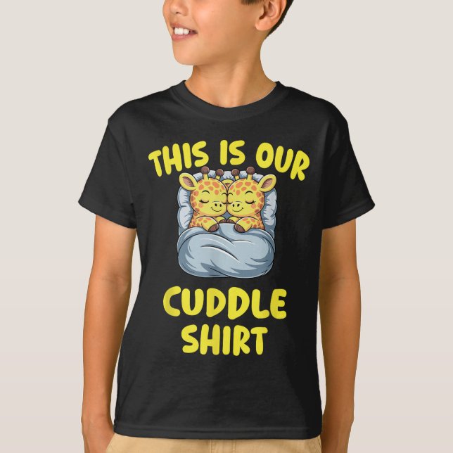 T-shirt Cute Giraffe Couple This Is Our Cuddle  (Devant)