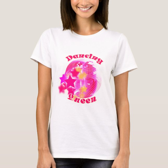 T-shirt Cute Girl Rose Disco Ball Dancing Queen (Devant)