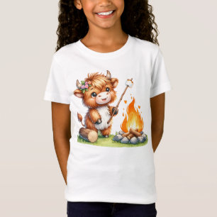 T-Shirt Cute Girly Highland Vache Camping Smores