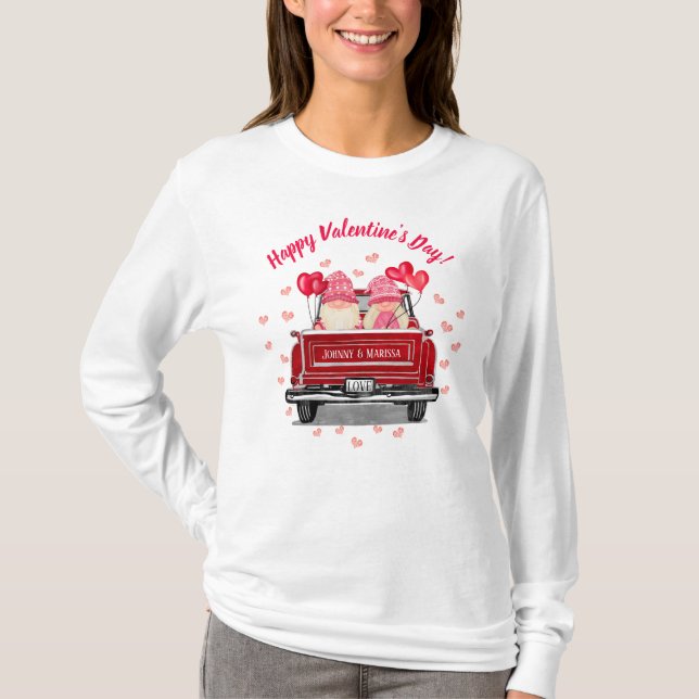 T-shirt Cute Gnome Couple Heureuse Sainte-Valentin de coeu (Devant)