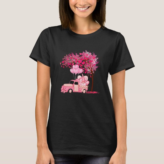 T-shirt Cute Gnome Happy Valentines Day Truck Love Hearts (Devant)