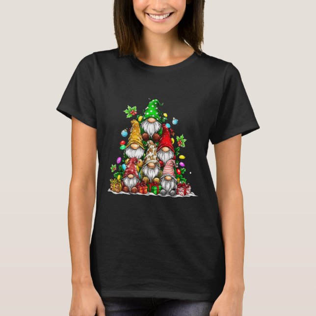 T-shirt Cute Gnomes Christmas Tree Lights Gnomies Gnome Xm (Devant)