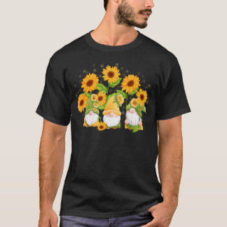 T-shirt Cute Gnomes Sunflowers Garden Floral Summer Vacati