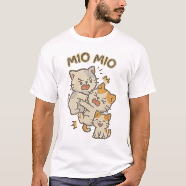 T-shirt Cute Graffiti Cats – Kawaii Street Art 'Mio Mio" (Devant)