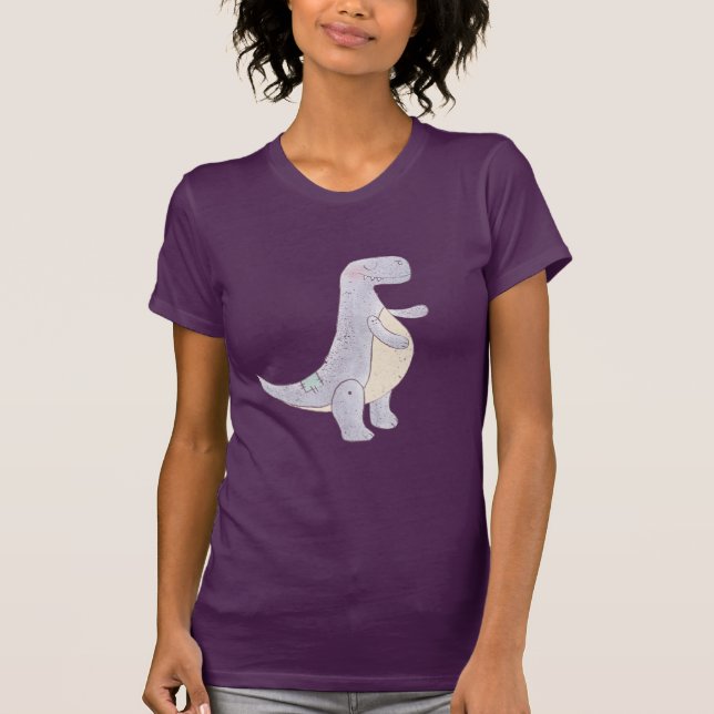 T-shirt Cute Gray Tyrannosaure Rex Dinosaur Toy (Devant)