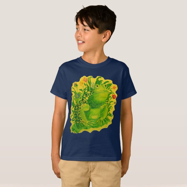 T-shirt Cute Green Frog Artisanat Peinture pour enfants (Devant entier)