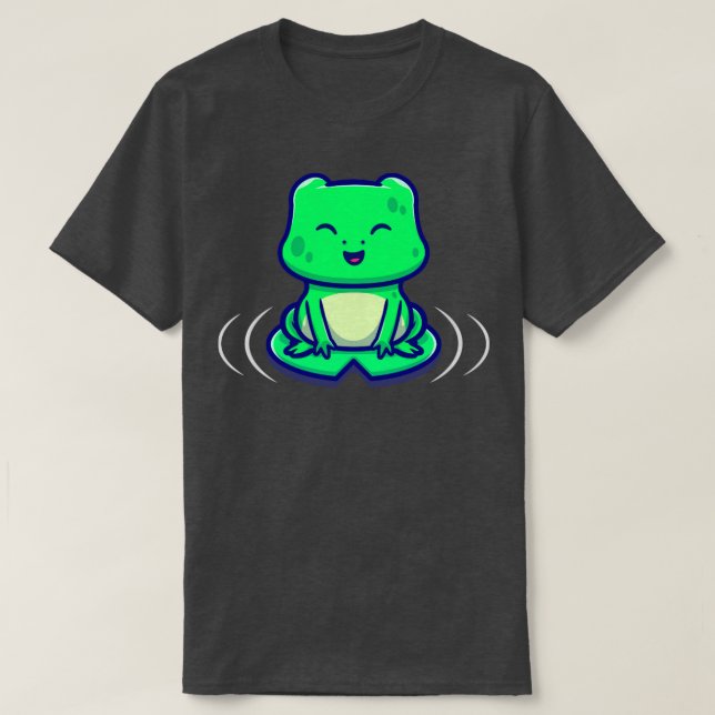 T-shirt Cute Grenouille Assis Sur Une Feuille (Design devant)