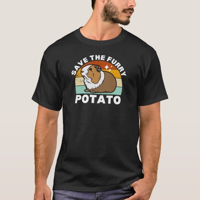 T-shirt Cute Guinea Pig Save Furry Potato (Devant)