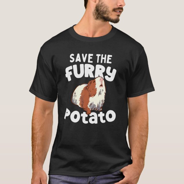 T-shirt Cute Guinea Pig Save Furry Potato (Devant)