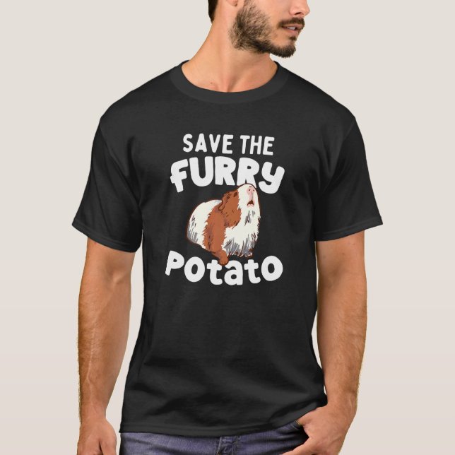 T-shirt Cute Guinea Pig Save The Furry Potato (Devant)
