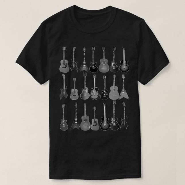 T-shirt Cute Guitar Rock N Roll Musical Instruments Gift  (Design devant)