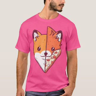 T-shirt Cute Half Fox Half Pizza Kawaii Head Anime