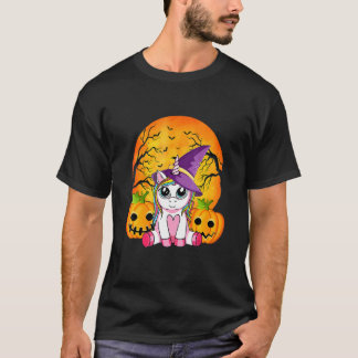 T-shirt Cute Halloween  Girls Women Witchy Unicorn Hallowe