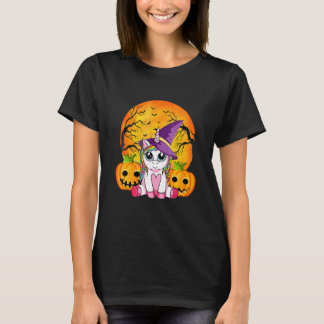 T-shirt Cute Halloween  Girls Women Witchy Unicorn Hallowe