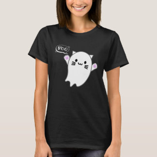 T-shirt Cute Halloween Kitten Cat Flying Ghost Boo Costume