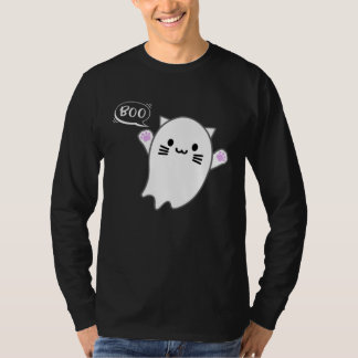 T-shirt Cute Halloween Kitten Cat Flying Ghost Boo Costume