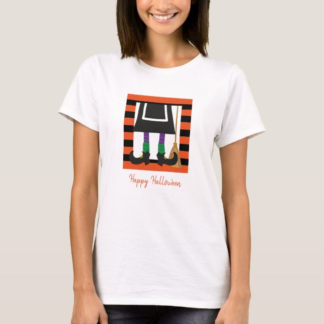 T-shirt Cute Halloween Les Jambes De Sorcière Personnalisé (Devant)