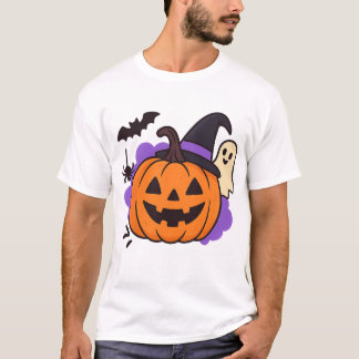 T-shirt Cute Halloween Pumpkin with Witch Hat – Ghost & Ba