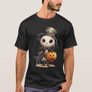 T-shirt Cute Halloween Squelette Citrouille Art - Autumn S