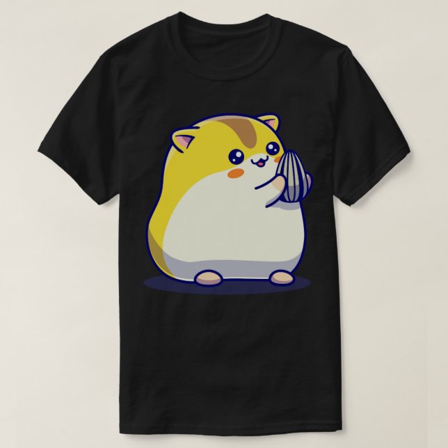 T-shirt Cute Hamster Manger Tournesol Graine Carton (Design devant)