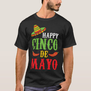 T-shirt Cute Happy Cinco De Mayo Sombrero Peppers 5 mai