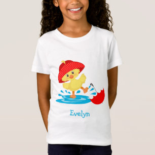 T-Shirt Cute Happy Duck en pluie avec prénom