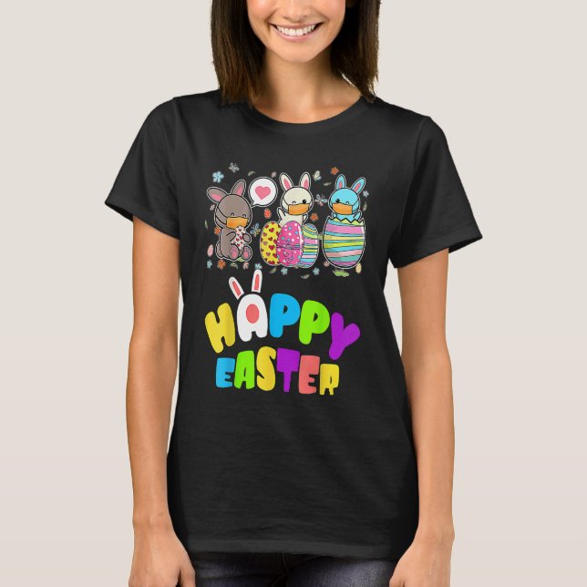 T-shirt Cute   Happy Easter Eggs Quarantine Bunnies (Devant)