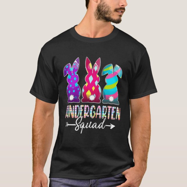 T-shirt Cute Happy Easter Kindergarten Squad Three Bunny E (Devant)