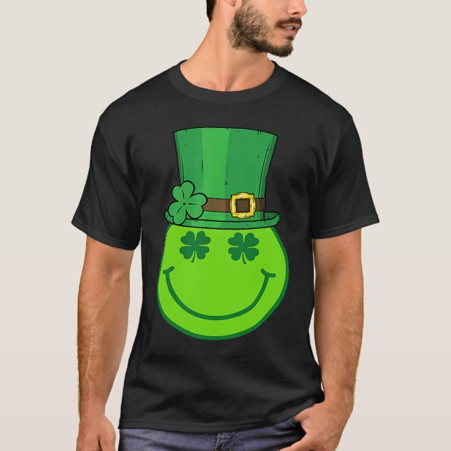 T-shirt Cute Happy Face Leprechaun  St Patricks Day Irish  (Devant)